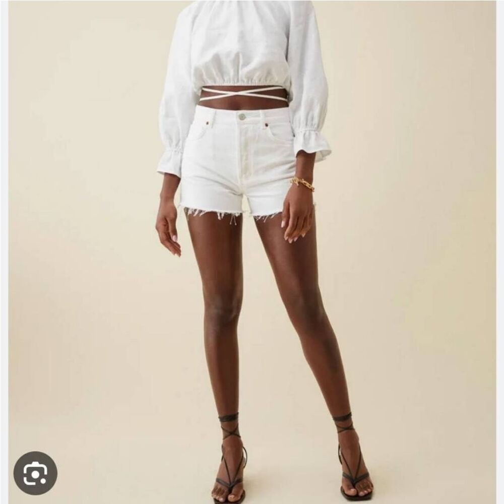 Reformation Cut Off Shorts Women's 28 White Denim Bottom 100% Cotton Regular Fit